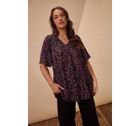 Evans Women's Abstract Print Pleat Swing Top in Black | Size: 22-24 Evans Black 22-24