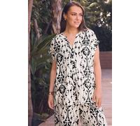 Evans Women's Abstract Print Short Sleeve Blouse in Off-White | Size: 20 Evans Off-White 20