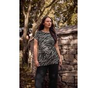 Evans Women's Abstract Print Tie Side Top in Black | Size: 22-24 Evans Black 22-24