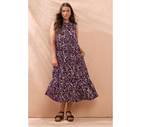 EVANS Curve Abstract Print Tie Neck Dress - Women's - Plus Size Curve Purple