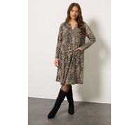 Evans Women's Animal Markings Midi Dress in Black | Size: 18 Evans Black 18