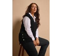 Evans Women's Button Detail Knitted Vest in Black | Size: 20 Evans Black 20