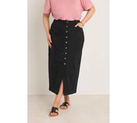 Evans Women's Button Through Denim Maxi Skirt in Black | Size: 18 Evans Black 18