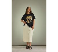 Evans Women's Button Through Denim Maxi Skirt in Cream | Size: 30-32 Evans Cream 30-32
