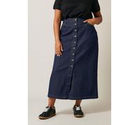 EVANS Curve Blue Button Through Denim Maxi Skirt - Women's - Plus Size Curve