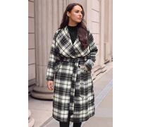 Evans Women's Check Waterfall Coat in Black | Size: 22-24 Evans Black 22-24