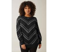 Evans Women's Chevron Knitted Jumper in Black | Size: 18 Evans Black 18