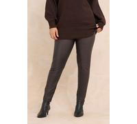 Evans Women's Coated Pull On Trousers in Brown | Size: 20 Evans Brown 20