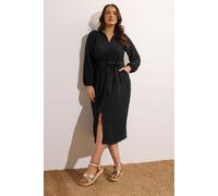 Evans Women's Crepe Shirt Dress in Black | Size: 16 Evans Black 16
