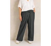 Evans Women's Denim Cotton Wide Leg Trouser in Black | Size: 30 Evans Black 30
