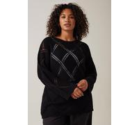 Evans Women's Diamond Pointelle Jumper in Black | Size: 22-24 Evans Black 22-24