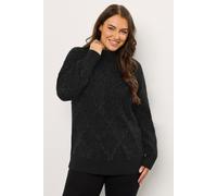 Evans Women's Diamond Tinsel Detail Jumper in Black | Size: 22-24 Evans Black 22-24