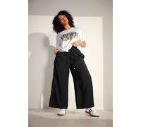 Evans Women's Elasticated Wide Leg Trousers in Black | Size: 26-28 Evans Black 26-28
