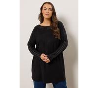 Evans Women's Eyelet Sleeve Jumper in Charcoal | Size: 22-24 Evans Charcoal 22-24