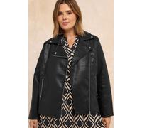 Evans Women's Faux Leather Biker Jacket in Black | Size: 26-28 Evans Black 26-28