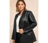 Evans Women's Faux Leather Blazer in Black | Size: 22-24 Evans Black 22-24