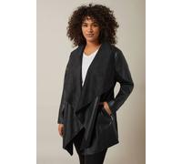 EVANS Curve Faux Leather Waterfall Jacket - Women's - Plus Size Curve Black