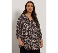 Evans Women's Floral Notch Neck Blouse in Black | Size: 18 Evans Black 18