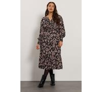 Evans Women's Floral Pintuck Dress in Black | Size: 22-24 Evans Black 22-24