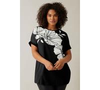 Evans Women's Floral Print T-Shirt in Black | Size: 16 Evans Black 16