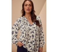 Evans Women's Floral Tie Neck Blouse in White | Size: 30-32 Evans White 30-32