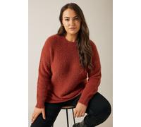 Evans Women's Fluffy Knitted Jumper in Burnt Orange | Size: 30-32 Evans Burnt Orange 30-32