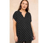 Evans Women's Frill Neck Dobby Blouse in Black | Size: 20 Evans Black 20