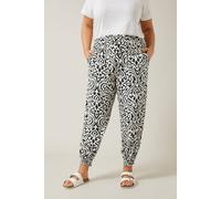 Evans Women's Ikat Print Cuffed Harem Trousers in Black | Size: 16 Evans Black 16