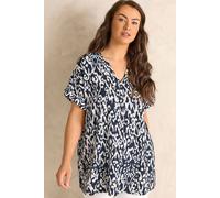 Evans Women's Ikat Print Shirt in Dark Navy | Size: 26-28 Evans Dark Navy 26-28