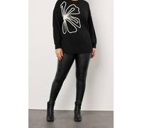 Evans Women's Jersey Coated Leggings in Black | Size: 18 Evans Black 18