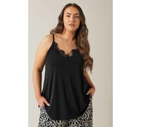 Evans Women's Lace Trim Cami Top in Black | Size: 18 Evans Black 18