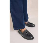 Evans Women's Leather Tassel Loafer In Wide E & Extra Wide EEE Fit in Black | Size: 6E Evans Black 6E