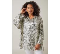 Evans Women's Leopard Print Blouse in White | Size: 16 Evans White 16