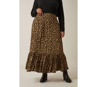 Evans Women's Leopard Print Maxi Skirt in Brown | Size: 30-32 Evans Brown 30-32