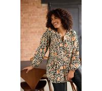 EVANS Curve Natural Leopard Print Pintuck Blouse - Women's - Plus Size Curve Brown