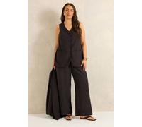 Evans Women's Linen Tailored Trousers in Chocolate | Size: 30-32 Evans Chocolate 30-32