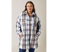 Evans Women's Longline Check Shacket in Blue | Size: 14-16 Evans Blue 14-16