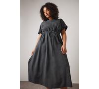 Evans Women's Lyocell Denim Shirt Dress in Black | Size: 18 Evans Black 18