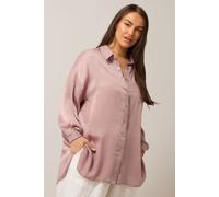 EVANS Curve Metallic Button Through Shirt - Women's - Plus Size Curve Light Pink