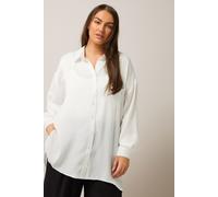 EVANS Curve Metallic Button Through Shirt - Women's - Plus Size Curve White