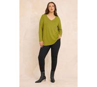 EVANS Curve Chartreuse Premium Ribbed Modal Blend Swing Top - Women's - Plus Size Curve Green
