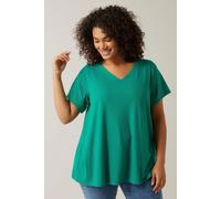 EVANS Curve Premium Ribbed Modal Blend T-Shirt - Women's - Plus Size Curve Green