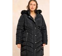 Evans Women's Padded Parka Coat in Black | Size: 18 Evans Black 18