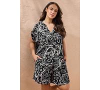 Evans Women's Paisley Print Modal Shirt in Black | Size: 16 Evans Black 16