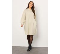 EVANS Curve Brown Pearl Embellished Cable Knit Dress - Women's - Plus Size Curve