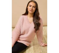 Evans Women's Pearl Embellished Knitted Jumper in Pink | Size: 16 Evans Pink 16