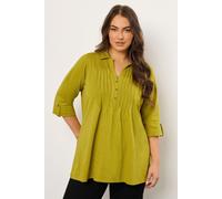 Evans Women's Pintuck Henley Top in Bright Green | Size: 20 Evans Bright Green 20