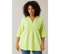 Evans Women's Pintuck Henley Top in Green | Size: 18 Evans Green 18
