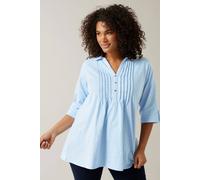 Evans Women's Pintuck Henley Top in Light Blue | Size: 20 Evans Light Blue 20