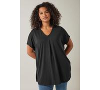 Evans Women's Pleat Front Jersey Top in Black | Size: 16 Evans Black 16